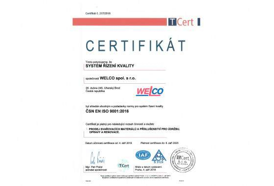 RECERTIFIKACE SYSTÉM ŘÍZENÍ KVALITY EN ISO 9001:2016