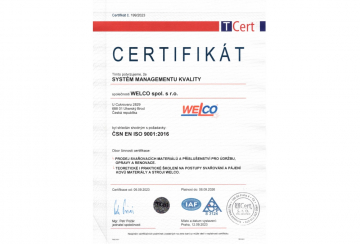 RECERTIFIKACE SYSTÉM ŘÍZENÍ KVALITY EN ISO 9001:2016